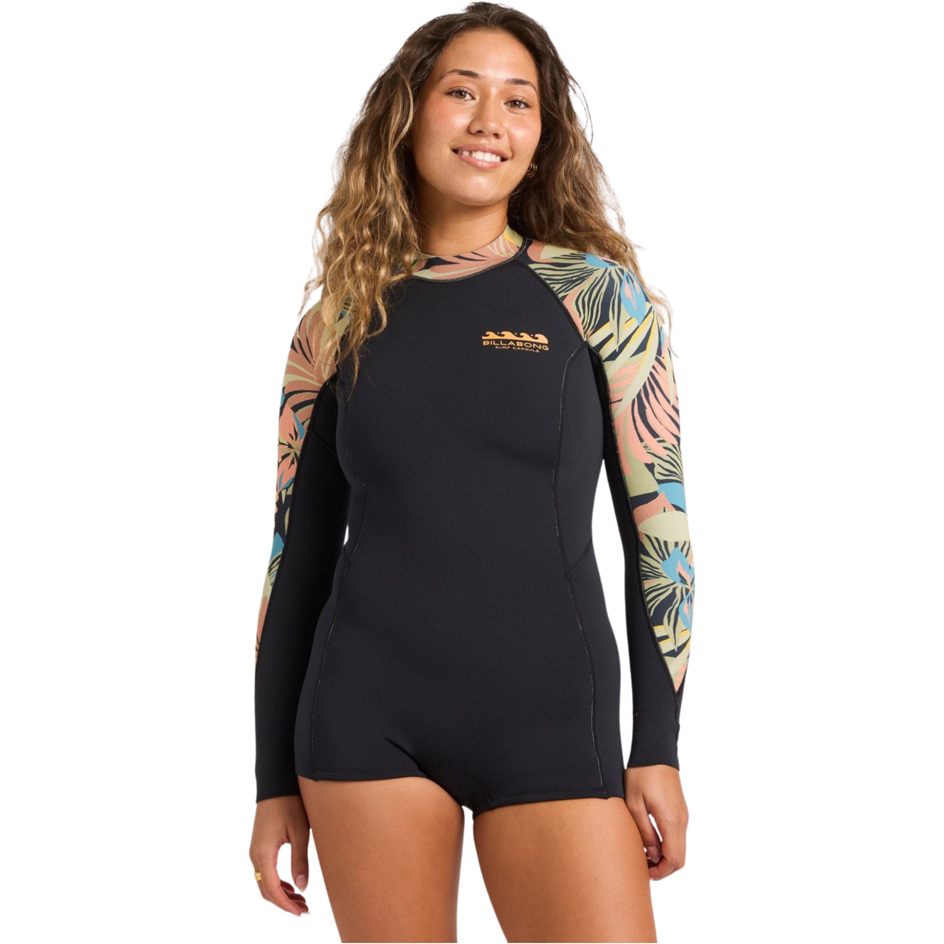 2026 Billabong Womens Spring Fever Natural 2mm Long Sleeve Spring Wetsuit 24BW193504 - Black Tropical